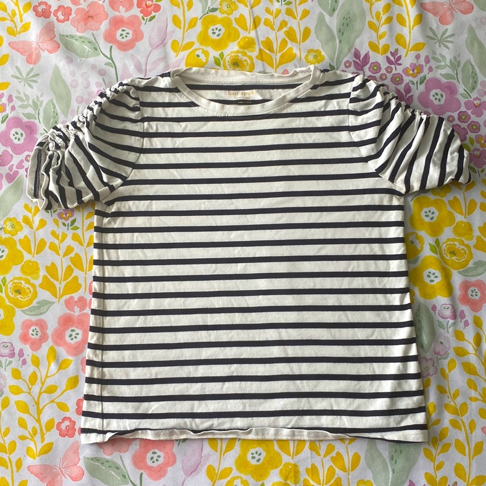 Kate Spade Stripe Ruched Sleeve Top.